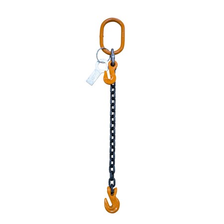 Chain Sling, 1 Leg, 9/32, G80, Grab Hook, W/ Chain Adjuster, 18Ft